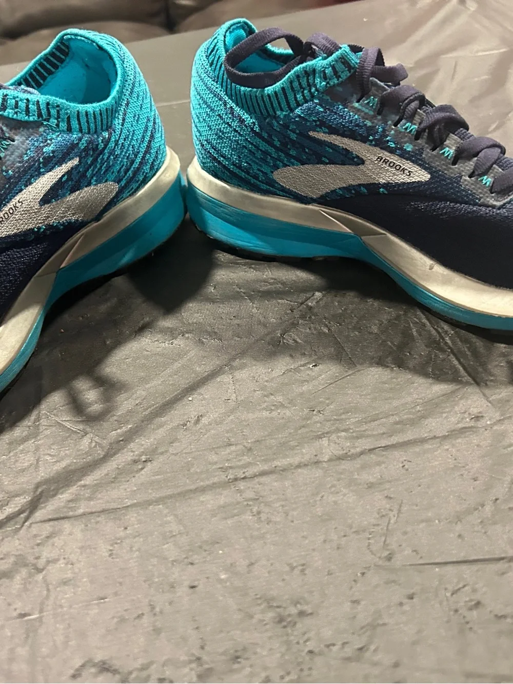 Brooks Navy and Teal Knit Running Sneakers